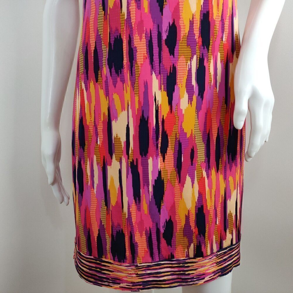 Trina Turk Ikat Shift Dress Size 2 Multicolor Sleeveless Stretch Keyhole USA NWT - Picture 4 of 12